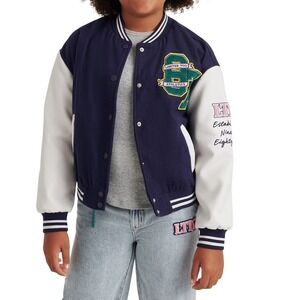 Limited Too Varsity Jacket Button Down W Pockets Blue and White Size XL (16-18)